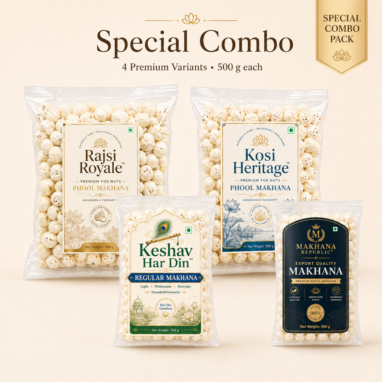 Special Combo – 4 Premium Makhana Variants | 2 kg Pack
